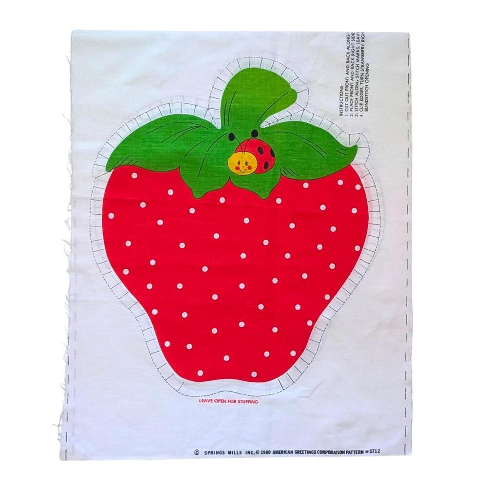 1980 Vintage Strawberry Shortcake Cut & Sew Panel - Soft Toy - Pillow - Picture 2 of 9